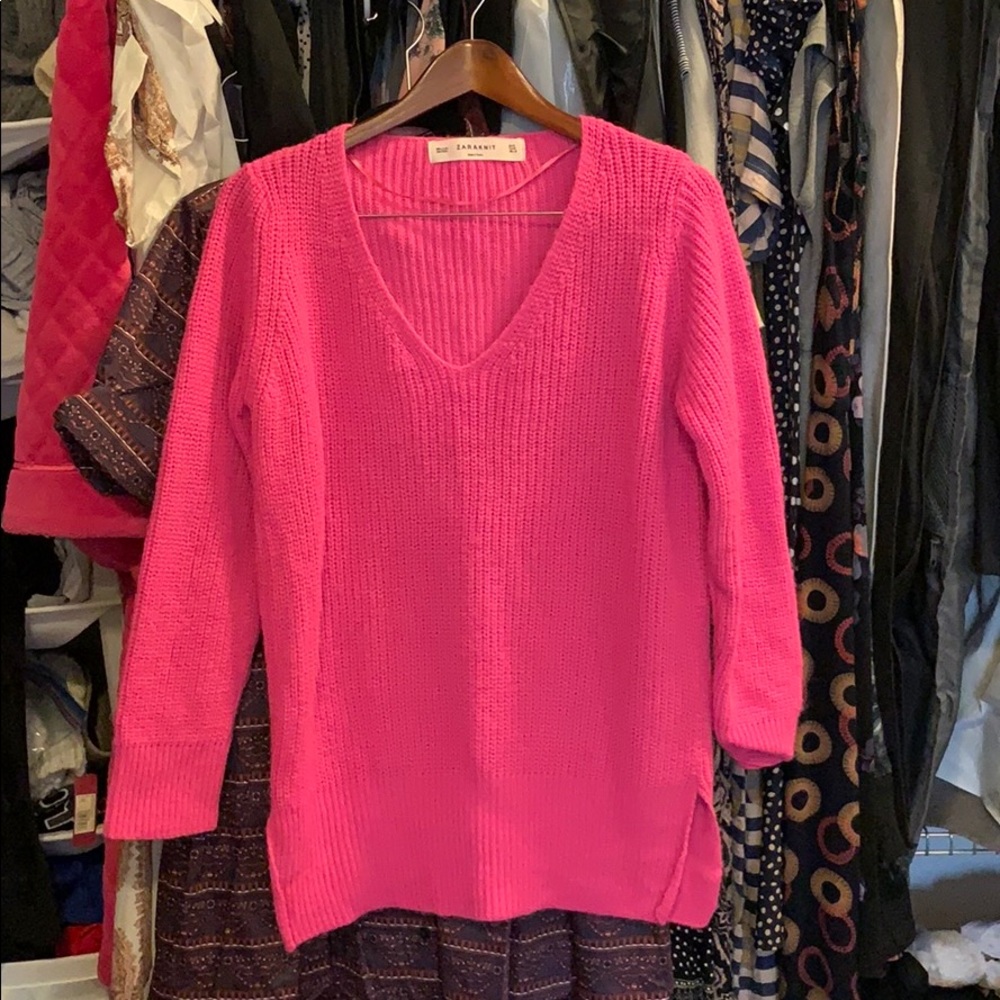 Zara knit hot pink sweater